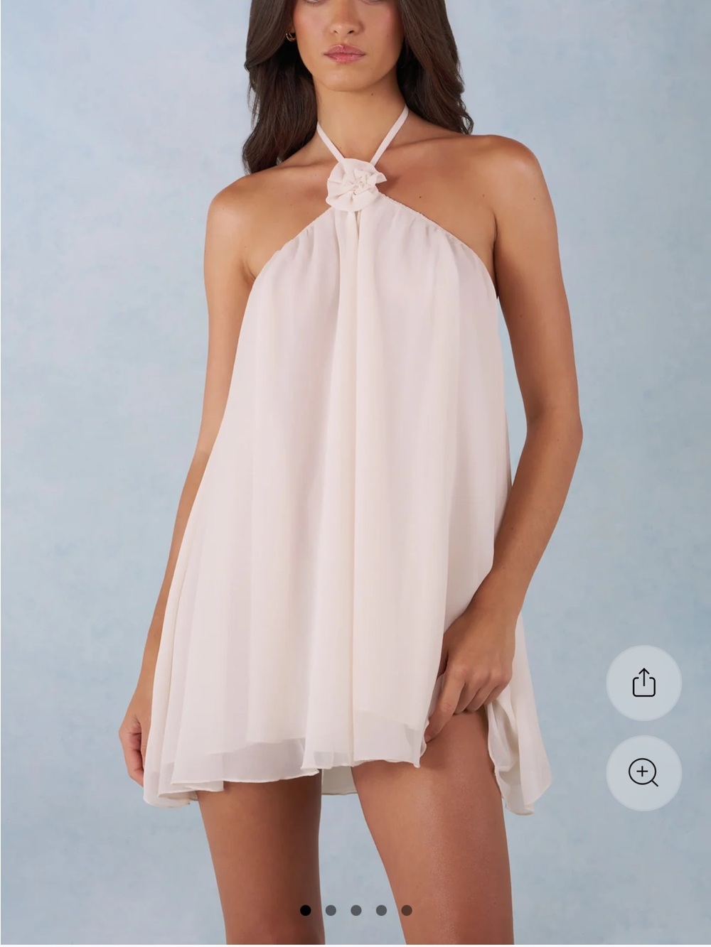 Oh Polly Pale Blush Halter Rosette Mini Dress